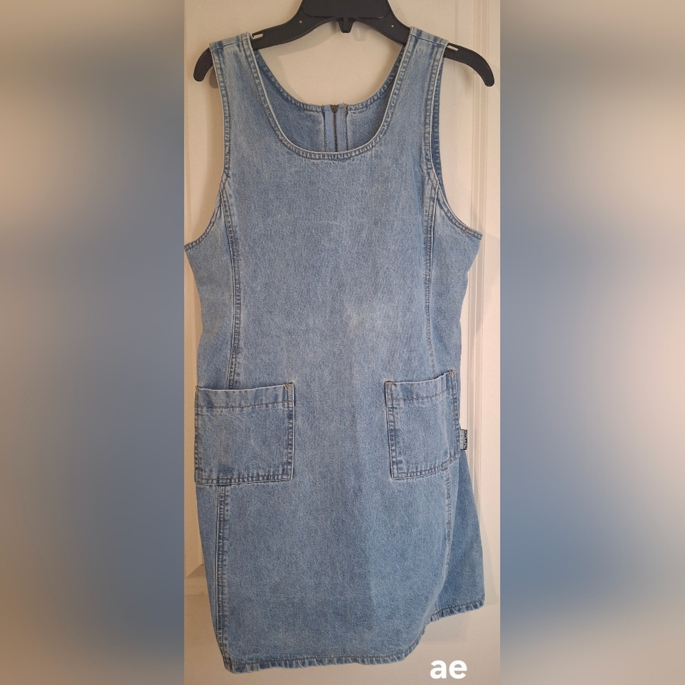 Squeeze Blue Cotton Denim Mini Dress Sz L COASTAL WESTERN RODEO Fits Like S/M